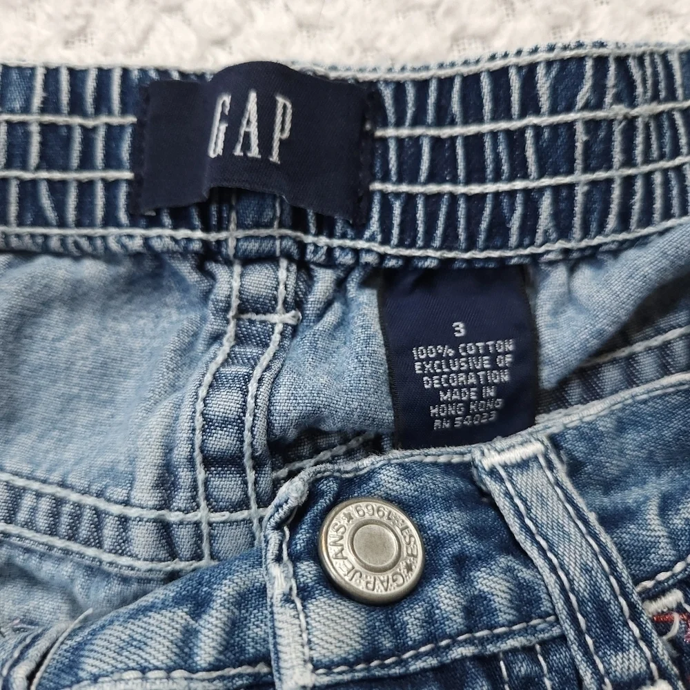 Vintage Kids Gap Cute Floral Embroidered Crochet Jean Shorts Size 3